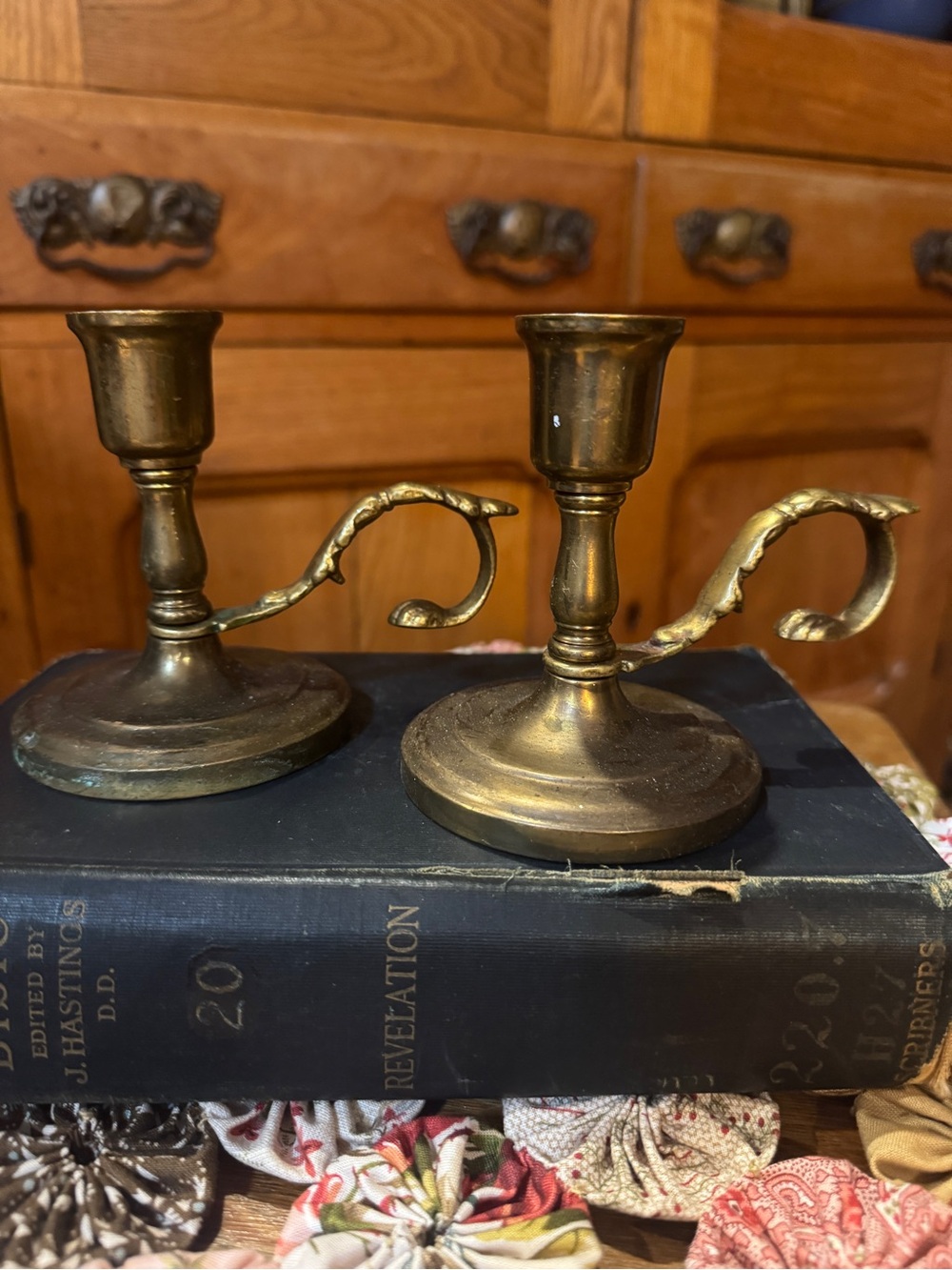 Brass Pair Chamberstick Candlesticks - Classic Gold Finish
